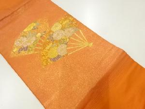 金彩螺鈿扇に菊・椿模様名古屋帯